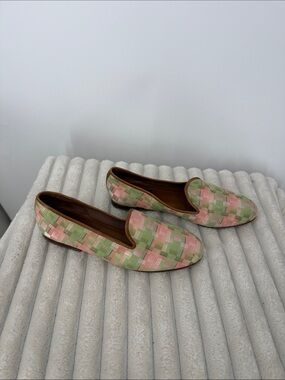 Zalo Woven Pastel Slip-On Loafers in Pink and Green size 8.5